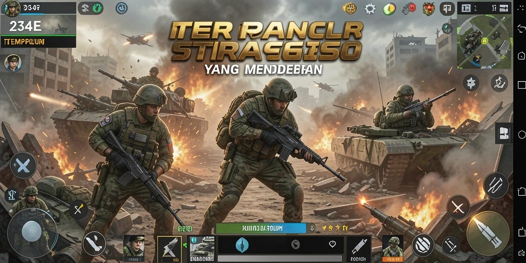 Screenshot gameplay 234E dengan aksi tempur yang intens.