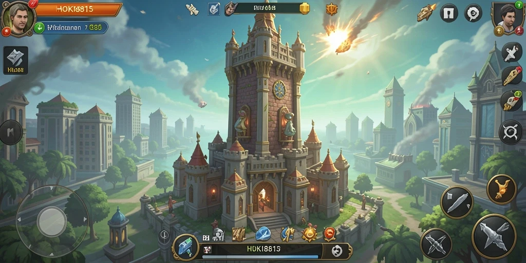 Screenshot utama HOKI8815 menampilkan strategi Tower Defense yang seru.