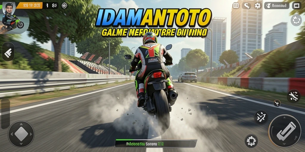 Tangkapan layar utama <strong>IDAMANTOTO</strong> menampilkan aksi balapan motor yang intens.