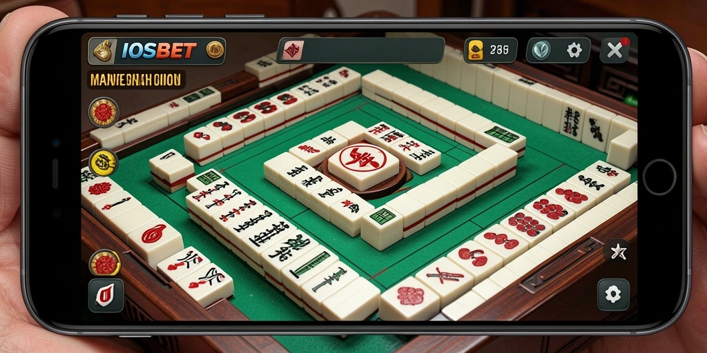 Tampilan utama gameplay IOSBET yang menampilkan papan permainan Mahjong.