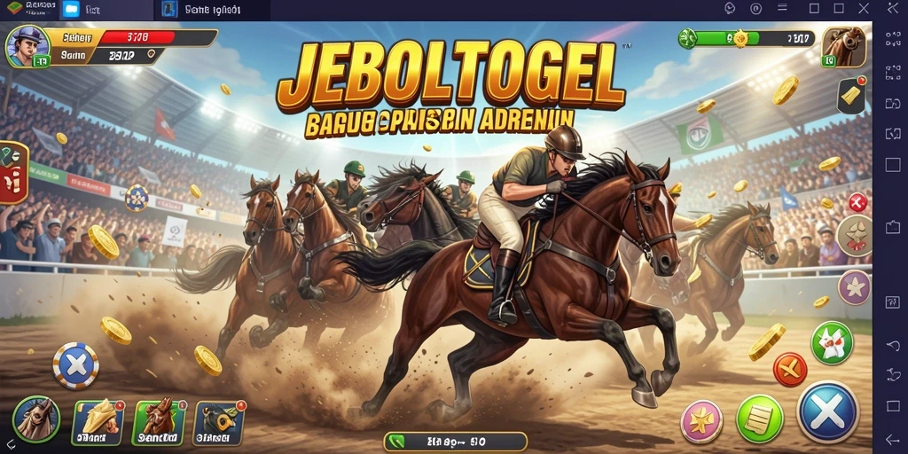 Gameplay intens balapan di JEBOLTOGEL menampilkan mobil yang melaju kencang.