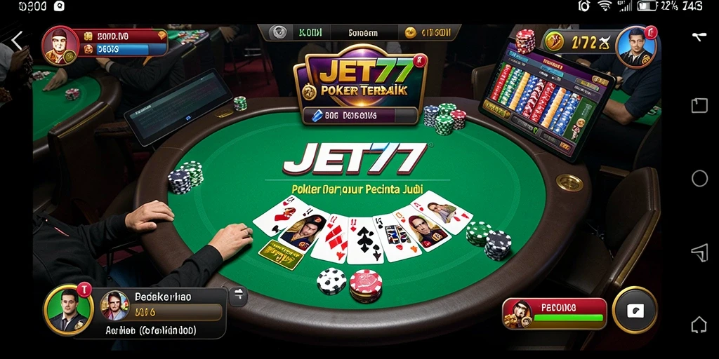 Gambaran gameplay poker yang mendebarkan di JET77.