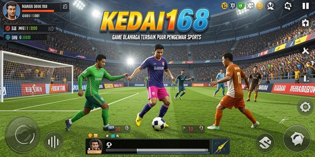 Screenshot KEDAI168 menunjukkan pengguna menikmati gameplay olahraga yang seru.