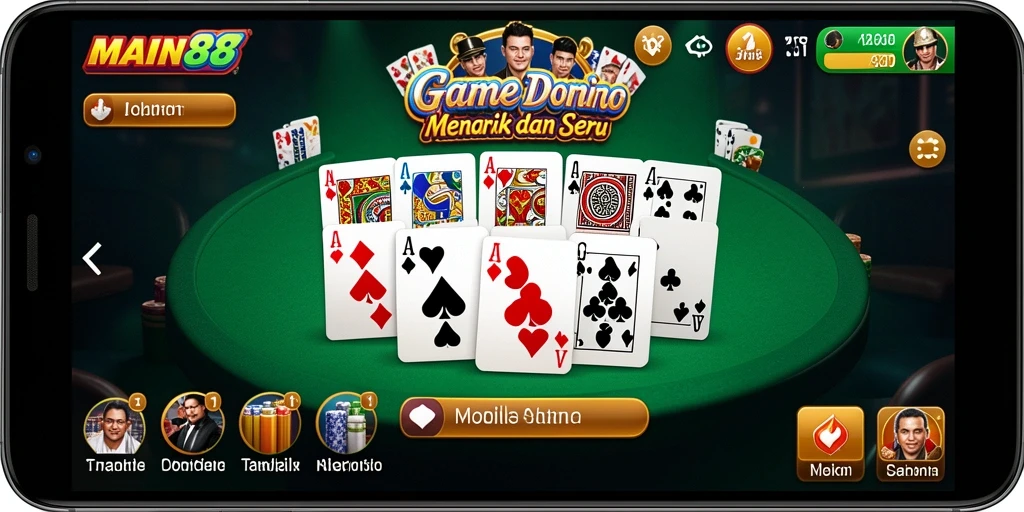 Screenshot utama MAIN88 menampilkan gameplay domino yang menarik dan interaktif.