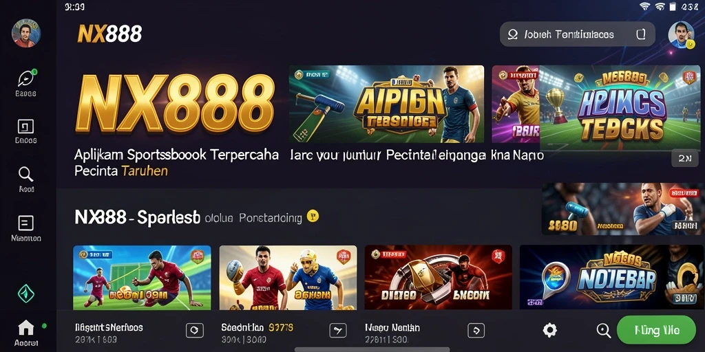 Screenshot NX888 menampilkan tampilannya yang menarik dan mudah digunakan untuk taruhan Sportsbook.