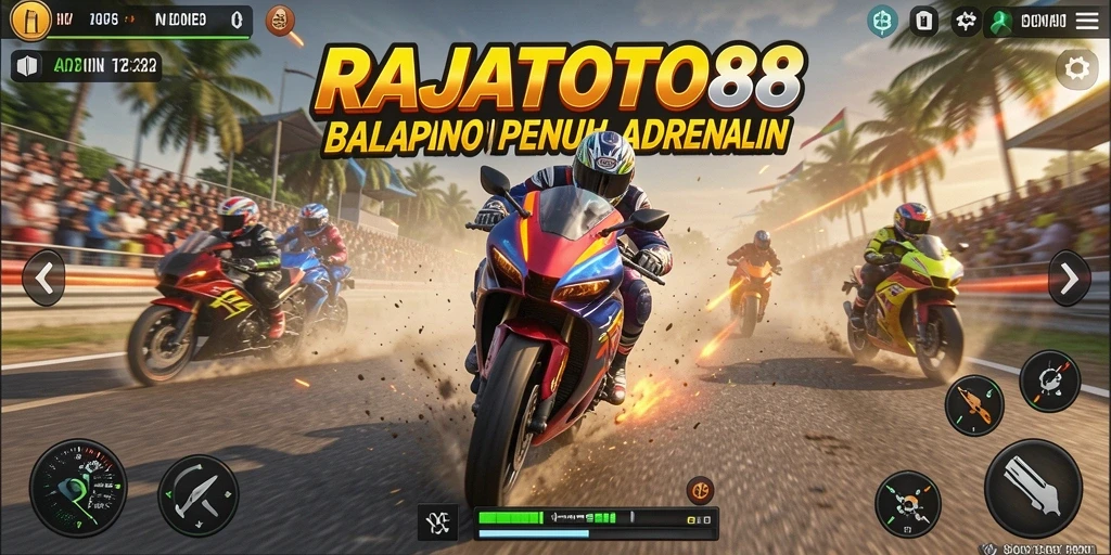 Tampilan gameplay balapan motor yang menarik dan menegangkan.