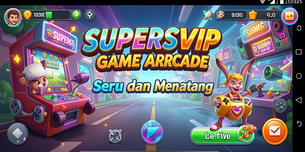 Tampilan warna-warni gameplay SUPERSVIP yang penuh aksi.