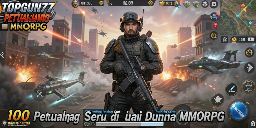 Tangkapan layar dari gameplay epik dalam <strong>TOPGUN77</strong> yang menampilkan pertempuran seru.